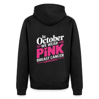 En octobre, nous portons du Pink Horror Breast Cancer - Veste à capuche bio Premium Unisexe - noir - Dos - Nico (187cm)