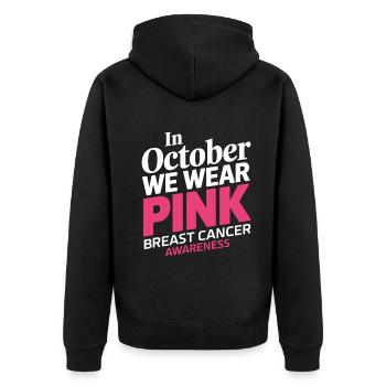 En octobre, nous portons du Pink Horror Breast Cancer - Veste à capuche bio Premium Unisexe - noir - Dos - Nico (187cm)