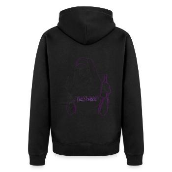 Rebellious Nun Techno Party Hardstyle - Unisex Premium Organic Zip Hoodie - black - Back - Nico (187cm)