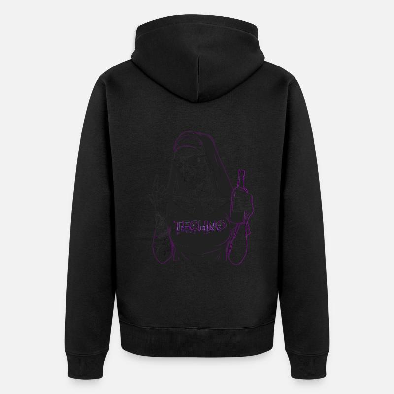 Rebellious Nun Techno Party Hardstyle - Veste à capuche bio Premium Unisexe - noir