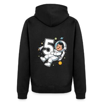 5th Birthday Astronaut Space Adventure for Boys - Unisex Premium Bio Zip Hoodie - Schwarz - Hinten - Nico (187cm)