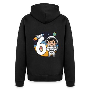 6th Birthday Astronaut Space Adventure for Boys - Unisex Premium Bio Zip Hoodie - Schwarz - Hinten - Nico (187cm)