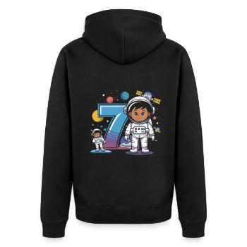 7th Birthday Astronaut Space Adventure for Boys - Unisex Premium Bio Zip Hoodie - Schwarz - Hinten - Nico (187cm)