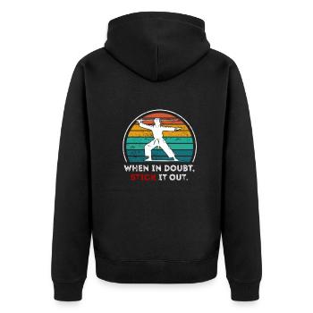 Arnis Eskrima Kali Philippinischer FMA Stick - Unisex Premium Bio Zip Hoodie - Schwarz - Hinten - Nico (187cm)
