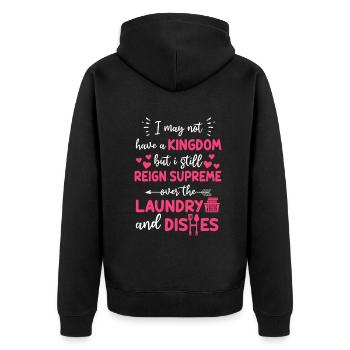 Herrschaft über Wäsche und Geschirr Hausfrau - Unisex Premium Bio Zip Hoodie - Schwarz - Hinten - Nico (187cm)