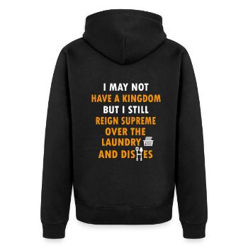 Herrschaft über Wäsche und Geschirr Hausfrau - Unisex Premium Bio Zip Hoodie - Schwarz - Hinten - Nico (187cm)