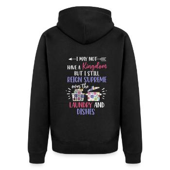 Herrschaft über Wäsche und Geschirr Hausfrau - Unisex Premium Bio Zip Hoodie - Schwarz - Hinten - Nico (187cm)