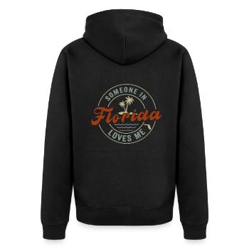 Jemand in Florida liebt mich - Unisex Premium Bio Zip Hoodie - Schwarz - Hinten - Nico (187cm)