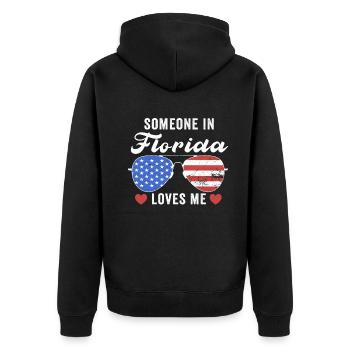 Quelqu’un en Floride m’aime - Veste à capuche bio Premium Unisexe - noir - Dos - Nico (187cm)