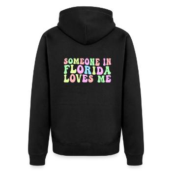 Quelqu’un en Floride m’aime - Veste à capuche bio Premium Unisexe - noir - Dos - Nico (187cm)