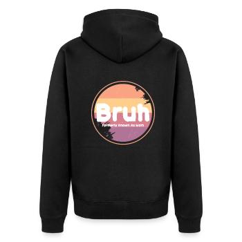 Bruh, früher bekannt als Mama - Unisex Premium Bio Zip Hoodie - Schwarz - Hinten - Nico (187cm)