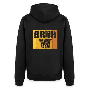 Bruh, früher bekannt als Papa - Unisex Premium Bio Zip Hoodie - Schwarz - Hinten - Nico (187cm)