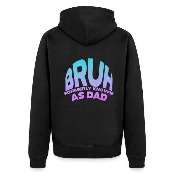 Bruh, früher bekannt als Papa - Unisex Premium Bio Zip Hoodie - Schwarz - Hinten - Nico (187cm)