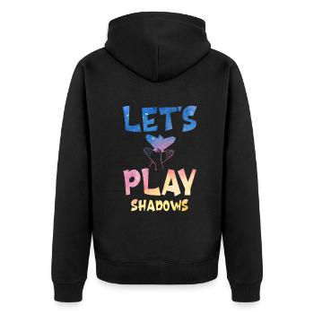 Let's Play Shadows Shadow Puppetry - Unisex Premium Bio Zip Hoodie - Schwarz - Hinten - Nico (187cm)
