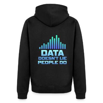 Daten lügen nicht, Menschen machen Datenanalysten - Unisex Premium Bio Zip Hoodie - Schwarz - Hinten - Nico (187cm)