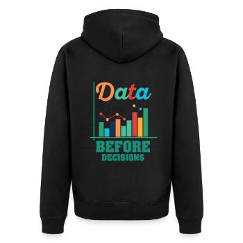 Daten oder es ist nicht passiert für Studenten - Unisex Premium Bio Zip Hoodie - Schwarz - Hinten - Nico (187cm)
