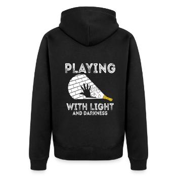 Shadow Puppetry Theater Show Art - Unisex Premium Organic Zip Hoodie - black - Back - Nico (187cm)