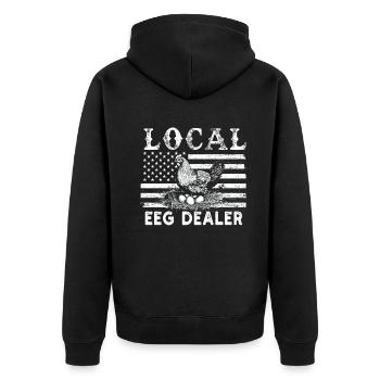 Lokaler Eierhändler American Flag Farmer - Unisex Premium Bio Zip Hoodie - Schwarz - Hinten - Nico (187cm)