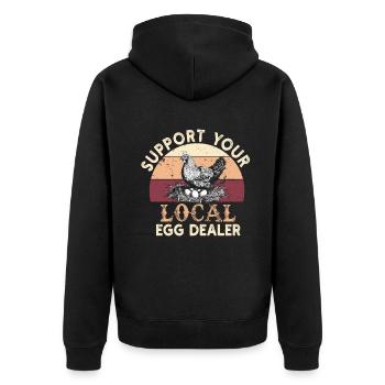 Lokaler Eierhändler Hühnerbesitzer Züchter - Unisex Premium Bio Zip Hoodie - Schwarz - Hinten - Nico (187cm)