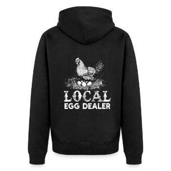 Lokaler Eierhändler Hühnerbesitzer Züchter - Unisex Premium Bio Zip Hoodie - Schwarz - Hinten - Nico (187cm)