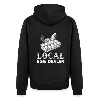 Lokaler Eierhändler Hühnerbesitzer Züchter - Unisex Premium Bio Zip Hoodie - Schwarz - Hinten - Nico (187cm)