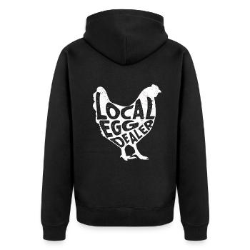 Lokaler Eierhändler Hühnerbesitzer Züchter - Unisex Premium Bio Zip Hoodie - Schwarz - Hinten - Nico (187cm)