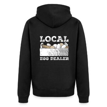 Lokaler Eierhändler Hühnerbesitzer Züchter - Unisex Premium Bio Zip Hoodie - Schwarz - Hinten - Nico (187cm)