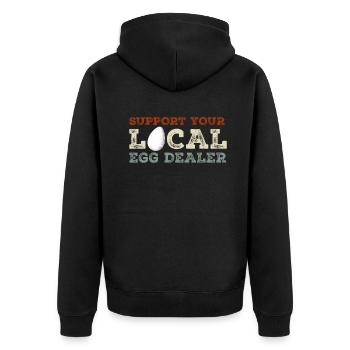 Lokaler Eierhändler Hühnerbesitzer Züchter - Unisex Premium Bio Zip Hoodie - Schwarz - Hinten - Nico (187cm)