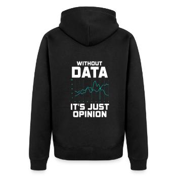 Daten oder es ist nicht passiert für Studenten - Unisex Premium Bio Zip Hoodie - Schwarz - Hinten - Nico (187cm)