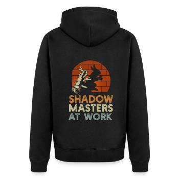 Maîtres de l’ombre au travail Marionnettes d’ombres - Veste à capuche bio Premium Unisexe - noir - Dos - Nico (187cm)