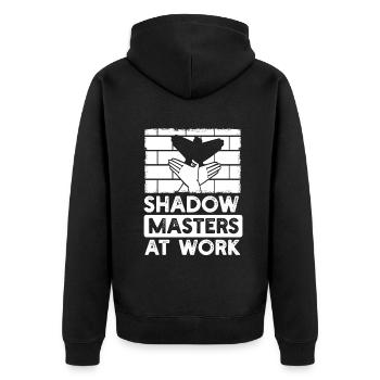 Maîtres de l’ombre au travail Marionnettes d’ombres - Veste à capuche bio Premium Unisexe - noir - Dos - Nico (187cm)