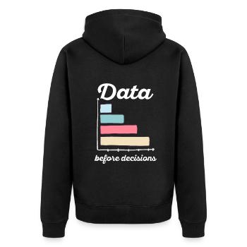 Daten oder es ist nicht passiert für Studenten - Unisex Premium Bio Zip Hoodie - Schwarz - Hinten - Nico (187cm)