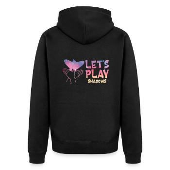Let's Play Shadows Shadow Puppetry - Unisex Premium Bio Zip Hoodie - Schwarz - Hinten - Nico (187cm)