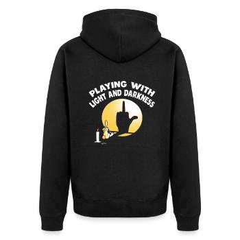 Shadow Puppetry Theater Show Art - Unisex Premium Organic Zip Hoodie - black - Back - Nico (187cm)