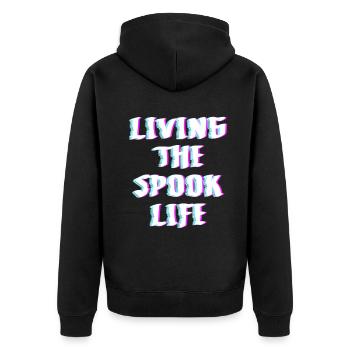 Living The Spook Life Ghost Bait - Unisex Premium Organic Zip Hoodie - black - Back - Nico (187cm)