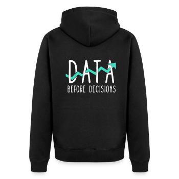 Daten oder es ist nicht passiert für Studenten - Unisex Premium Bio Zip Hoodie - Schwarz - Hinten - Nico (187cm)