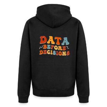 Daten oder es ist nicht passiert für Studenten - Unisex Premium Bio Zip Hoodie - Schwarz - Hinten - Nico (187cm)