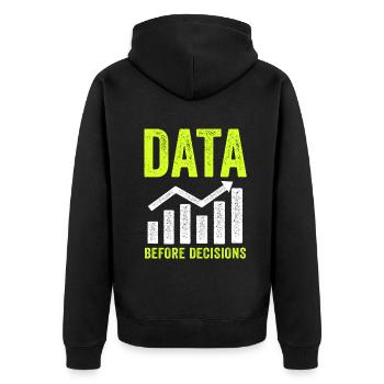 Daten oder es ist nicht passiert für Studenten - Unisex Premium Bio Zip Hoodie - Schwarz - Hinten - Nico (187cm)