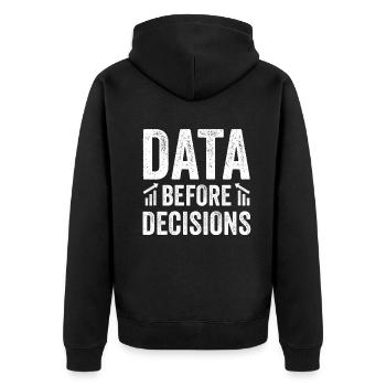 Daten oder es ist nicht passiert für Studenten - Unisex Premium Bio Zip Hoodie - Schwarz - Hinten - Nico (187cm)