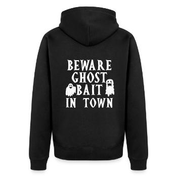 Living The Spook Life Ghost Bait - Unisex Premium Organic Zip Hoodie - black - Back - Nico (187cm)