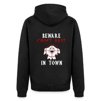 Living The Spook Life Ghost Bait - Unisex Premium Organic Zip Hoodie - black - Back - Nico (187cm)