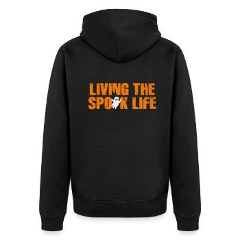 Living The Spook Life Ghost Bait - Unisex Premium Organic Zip Hoodie - black - Back - Nico (187cm)