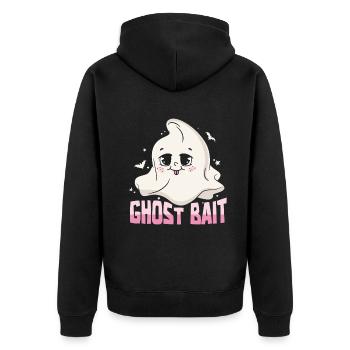 Living The Spook Life Ghost Bait - Unisex Premium Organic Zip Hoodie - black - Back - Nico (187cm)