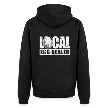 Lokaler Eierhändler Hühnerbesitzer Züchter - Unisex Premium Bio Zip Hoodie - Schwarz - Hinten - Nico (187cm)