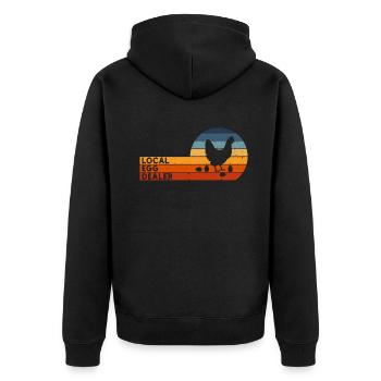 Lokaler Eierhändler Hühnerbesitzer Züchter - Unisex Premium Bio Zip Hoodie - Schwarz - Hinten - Nico (187cm)