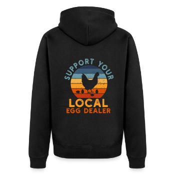 Lokaler Eierhändler Hühnerbesitzer Züchter - Unisex Premium Bio Zip Hoodie - Schwarz - Hinten - Nico (187cm)