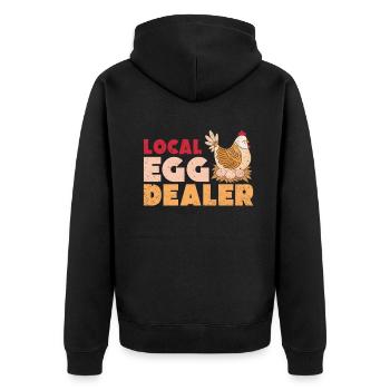 Lokaler Eierhändler Hühnerbesitzer Züchter - Unisex Premium Bio Zip Hoodie - Schwarz - Hinten - Nico (187cm)