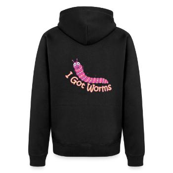 Wurmfarmer Wurmkompost Niedliche Männer Frauen - Unisex Premium Bio Zip Hoodie - Schwarz - Hinten - Nico (187cm)