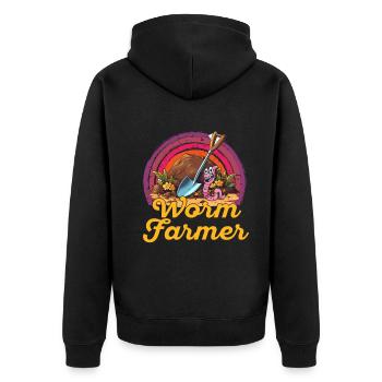 Wurmfarmer Wurmkompost Niedliche Männer Frauen - Unisex Premium Bio Zip Hoodie - Schwarz - Hinten - Nico (187cm)