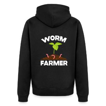 Wurmfarmer Wurmkompost Niedliche Männer Frauen - Unisex Premium Bio Zip Hoodie - Schwarz - Hinten - Nico (187cm)